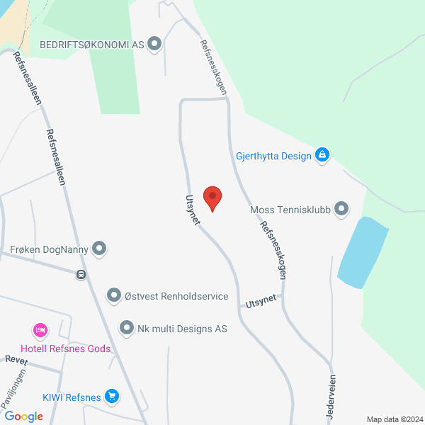 Bilde fra Google Maps, sentrert på adressen
