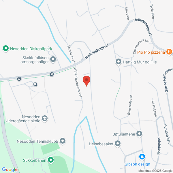 Bilde fra Google Maps, sentrert på adressen