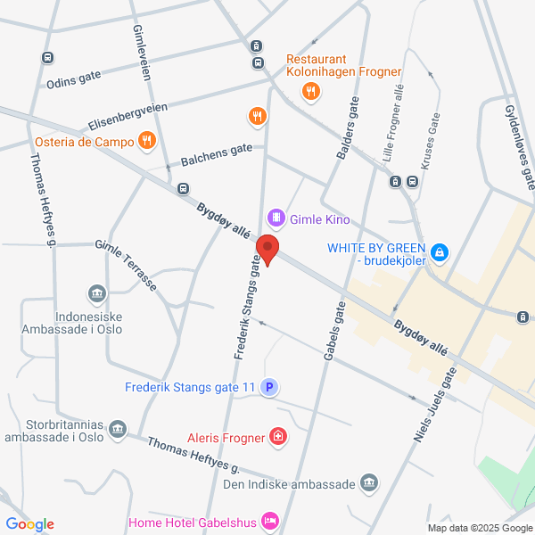 Bilde fra Google Maps, sentrert på adressen