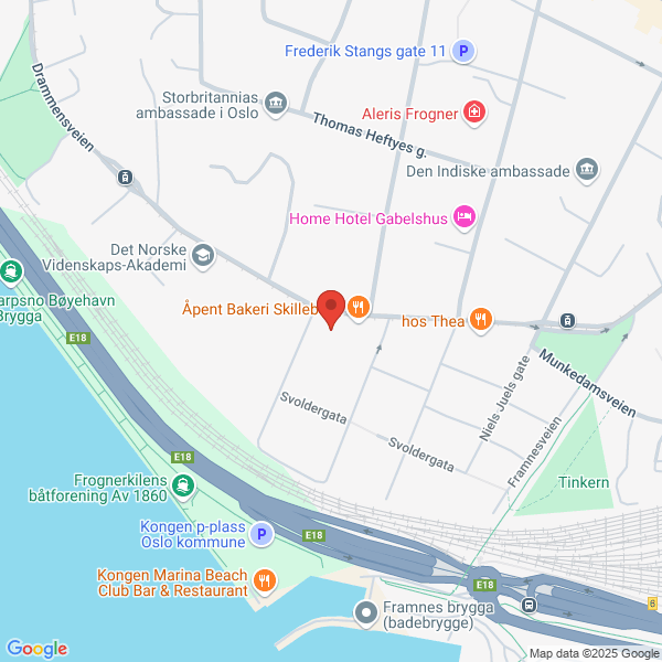 Bilde fra Google Maps, sentrert på adressen
