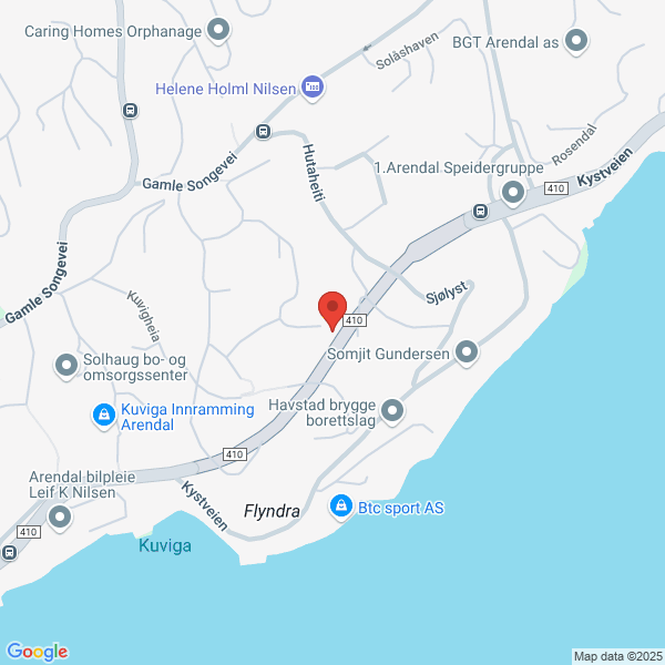 Bilde fra Google Maps, sentrert på adressen