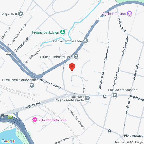 Bilde fra Google Maps, sentrert på adressen