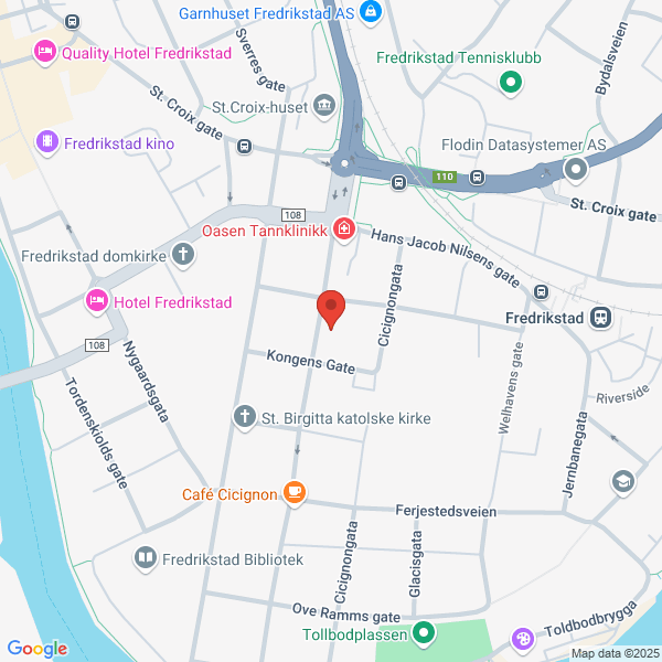 Bilde fra Google Maps, sentrert på adressen