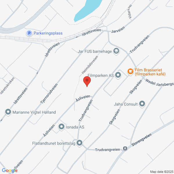 Bilde fra Google Maps, sentrert på adressen