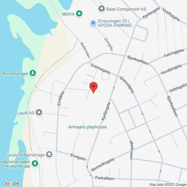 Bilde fra Google Maps, sentrert på adressen