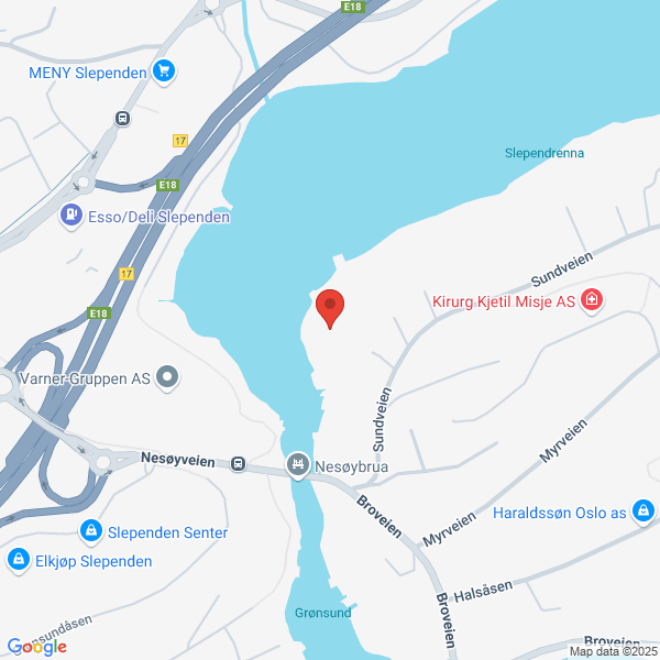 Bilde fra Google Maps, sentrert på adressen