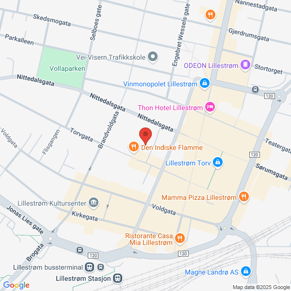 Bilde fra Google Maps, sentrert på adressen