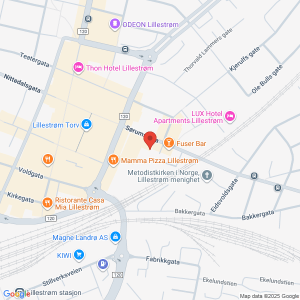 Bilde fra Google Maps, sentrert på adressen