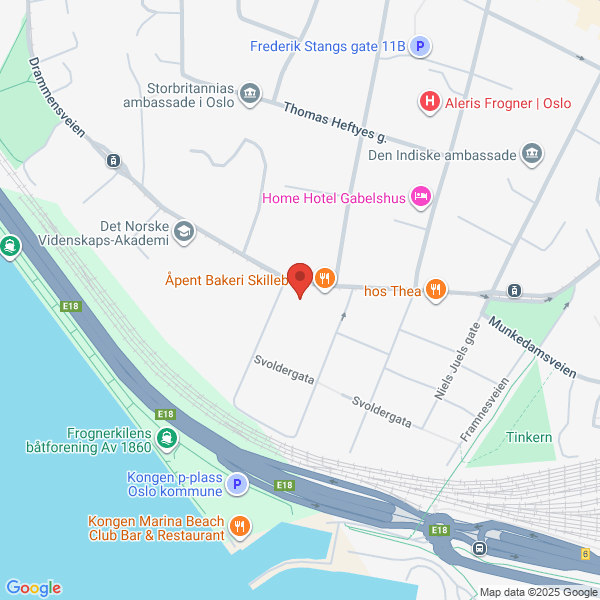 Bilde fra Google Maps, sentrert på adressen