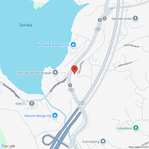 Bilde fra Google Maps, sentrert på adressen
