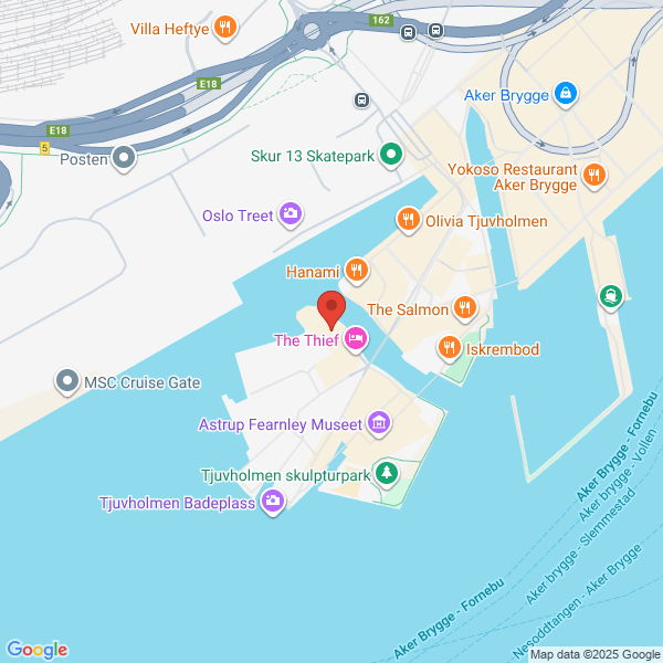 Bilde fra Google Maps, sentrert på adressen