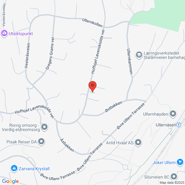 Bilde fra Google Maps, sentrert på adressen