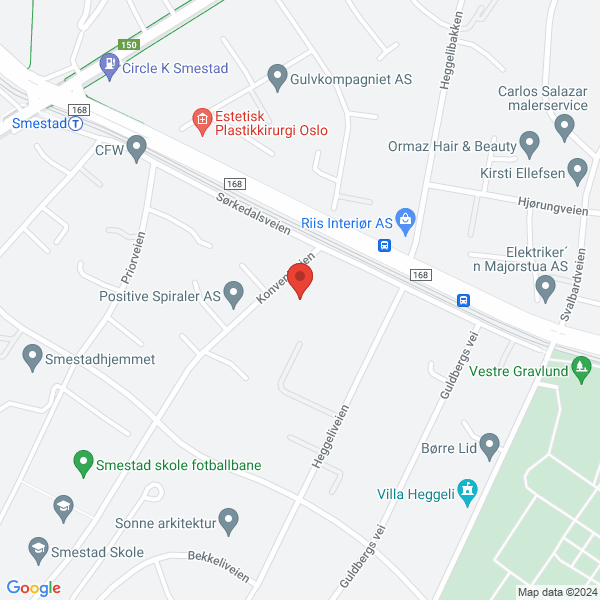 Bilde fra Google Maps, sentrert på adressen