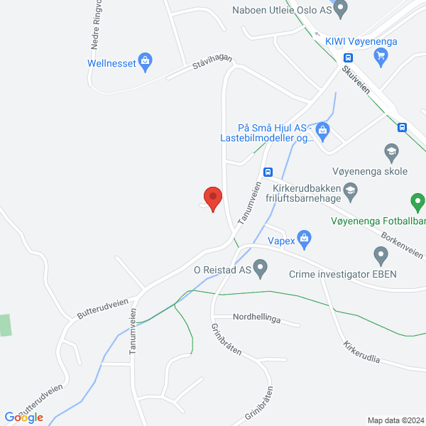 Bilde fra Google Maps, sentrert på adressen