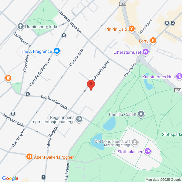 Bilde fra Google Maps, sentrert på adressen