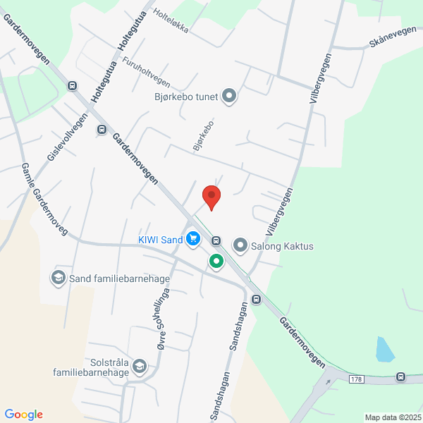 Bilde fra Google Maps, sentrert på adressen