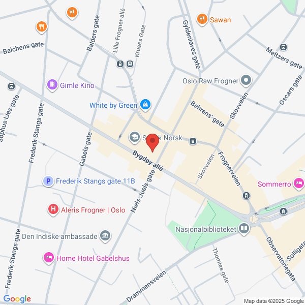 Bilde fra Google Maps, sentrert på adressen