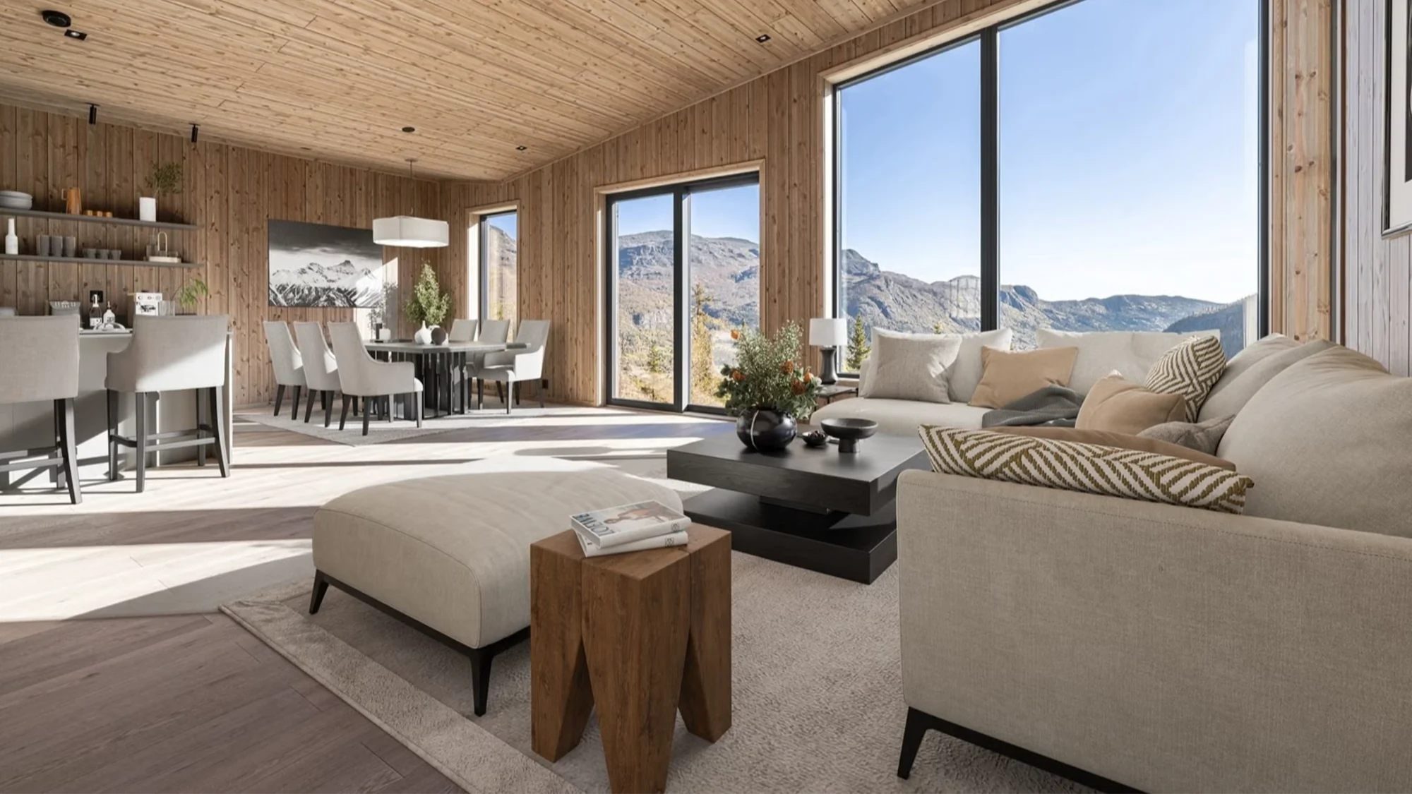 Unikt beliggende dobbelhytte i lodge-stil 