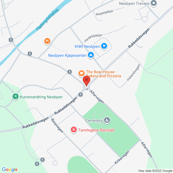 Bilde fra Google Maps, sentrert på adressen