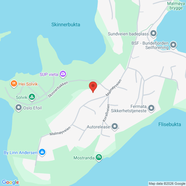 Bilde fra Google Maps, sentrert på adressen