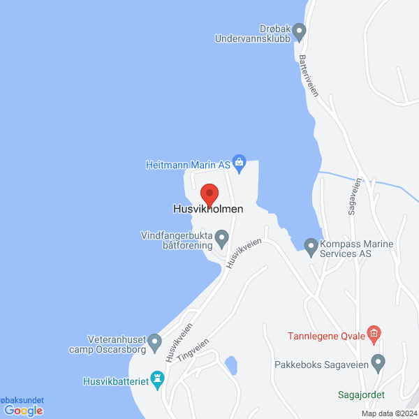 Bilde fra Google Maps, sentrert på adressen