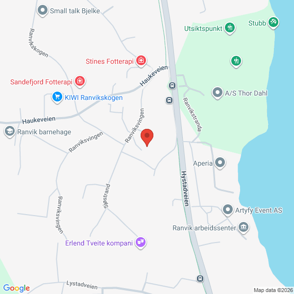 Bilde fra Google Maps, sentrert på adressen