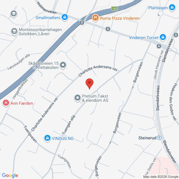 Bilde fra Google Maps, sentrert på adressen