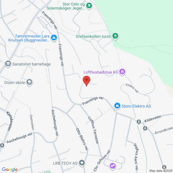 Bilde fra Google Maps, sentrert på adressen