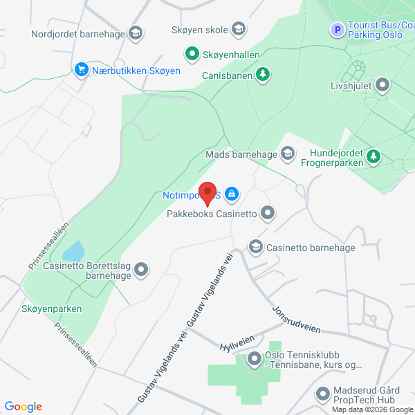 Bilde fra Google Maps, sentrert på adressen