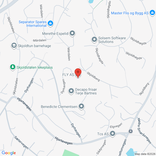 Bilde fra Google Maps, sentrert på adressen