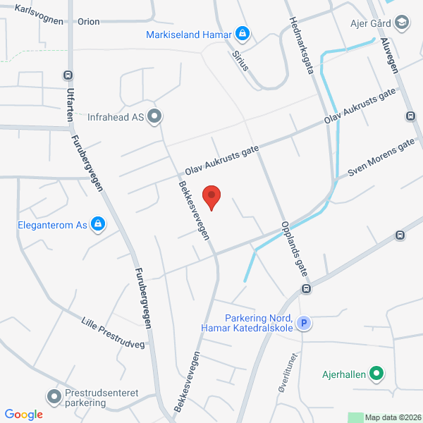 Bilde fra Google Maps, sentrert på adressen