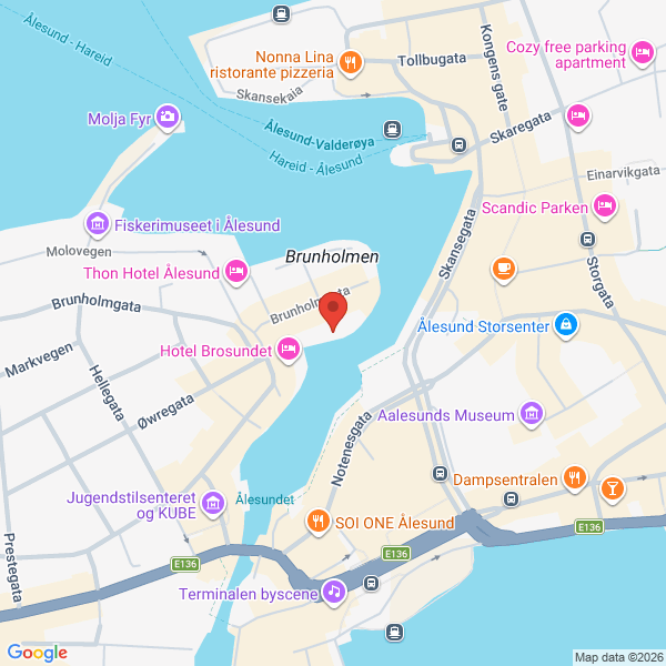 Bilde fra Google Maps, sentrert på adressen