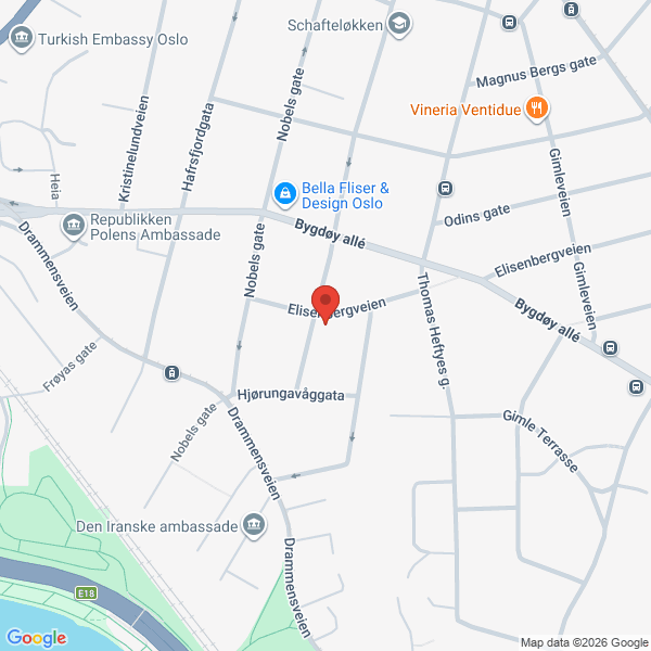 Bilde fra Google Maps, sentrert på adressen