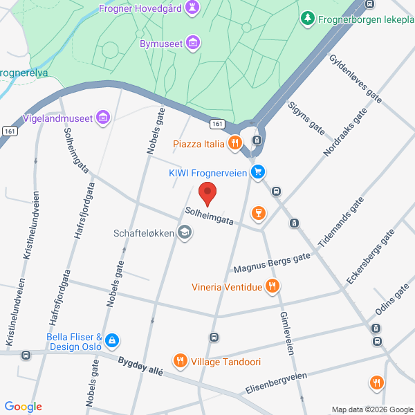 Bilde fra Google Maps, sentrert på adressen