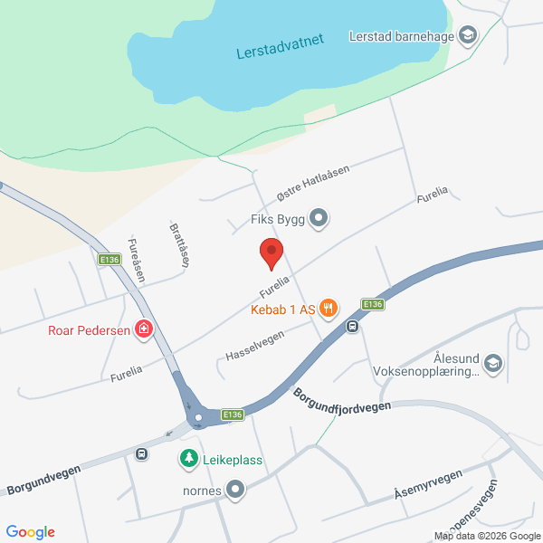 Bilde fra Google Maps, sentrert på adressen