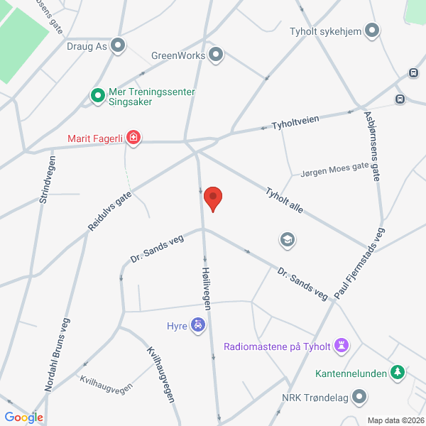 Bilde fra Google Maps, sentrert på adressen