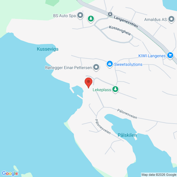 Bilde fra Google Maps, sentrert på adressen