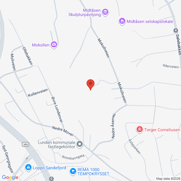 Bilde fra Google Maps, sentrert på adressen