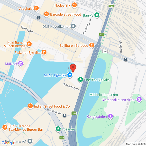 Bilde fra Google Maps, sentrert på adressen