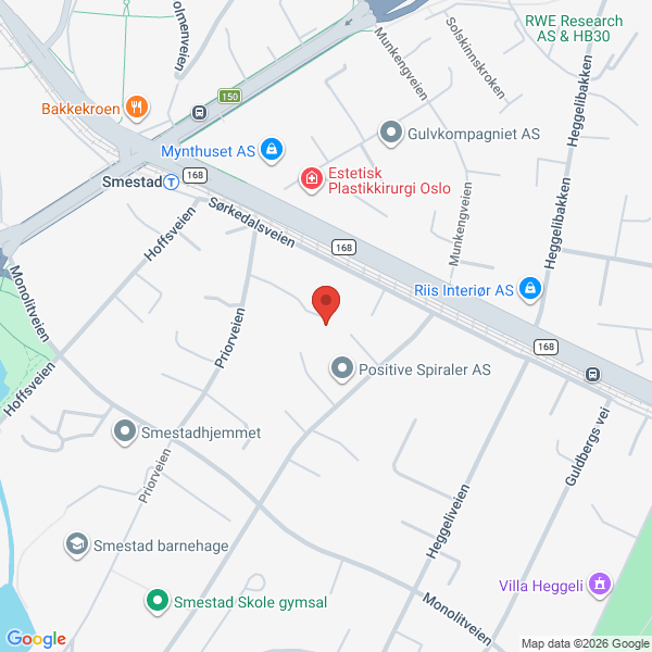 Bilde fra Google Maps, sentrert på adressen