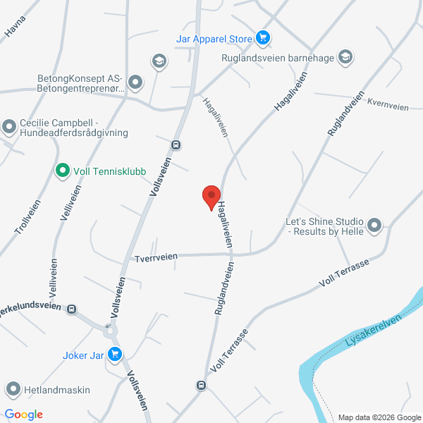 Bilde fra Google Maps, sentrert på adressen