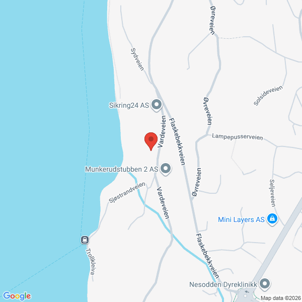 Bilde fra Google Maps, sentrert på adressen