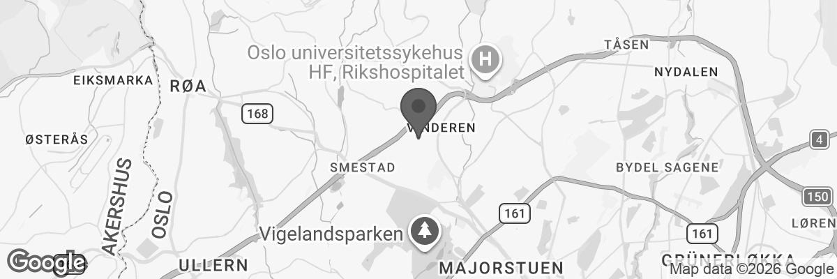 Bilde fra Google Maps, sentrert på adressen