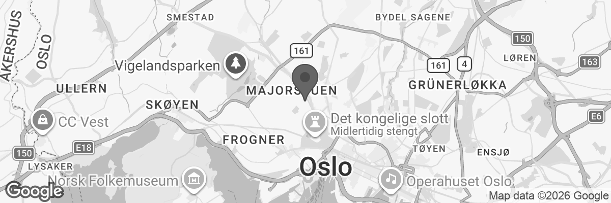 Bilde fra Google Maps, sentrert på adressen