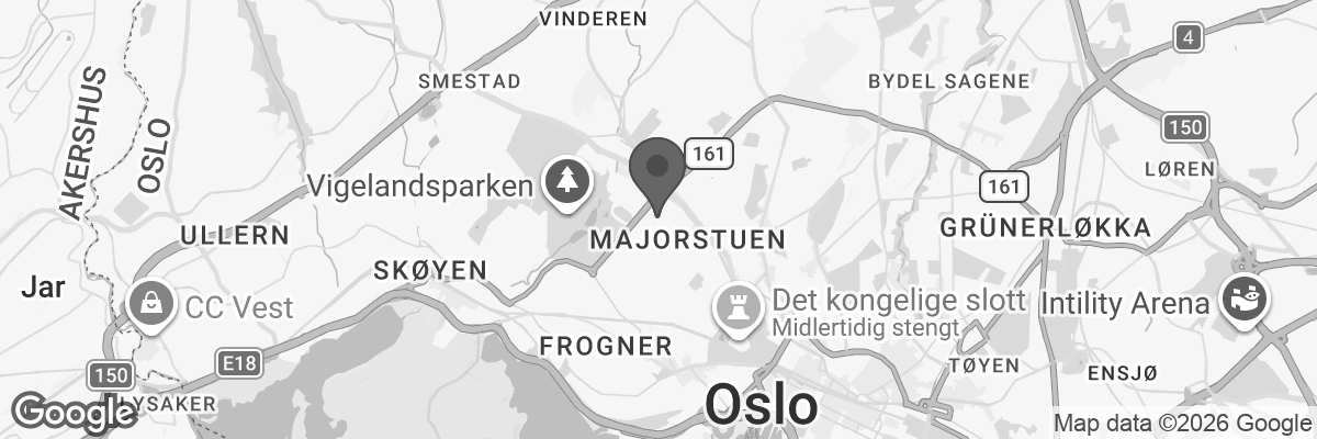Bilde fra Google Maps, sentrert på adressen