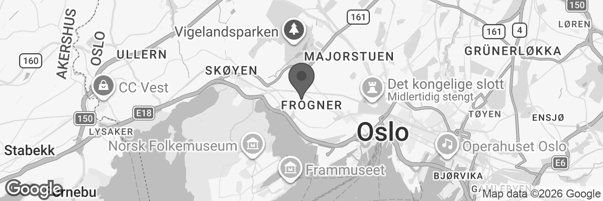 Bilde fra Google Maps, sentrert på adressen