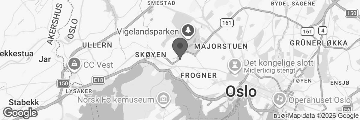 Bilde fra Google Maps, sentrert på adressen