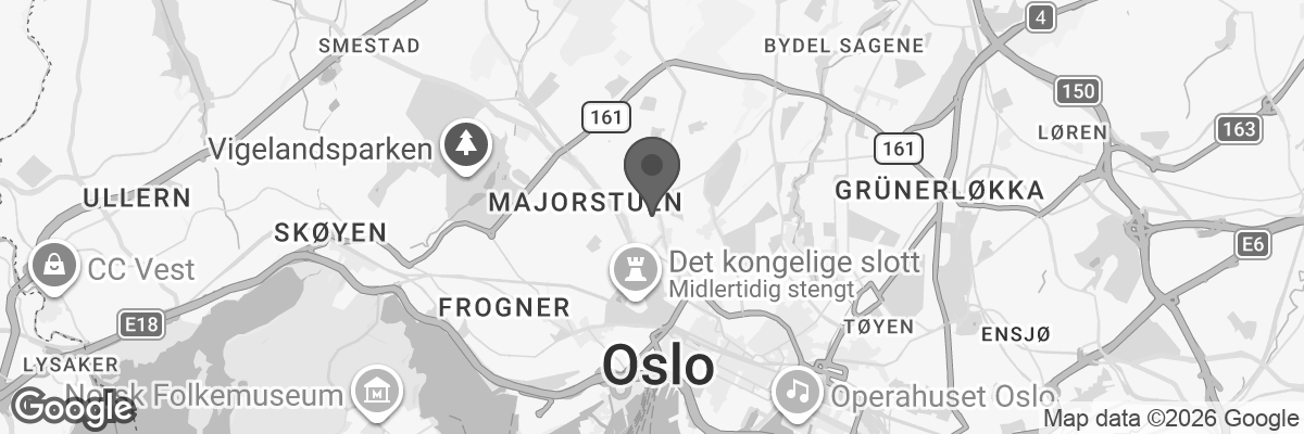 Bilde fra Google Maps, sentrert på adressen