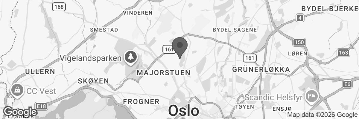 Bilde fra Google Maps, sentrert på adressen