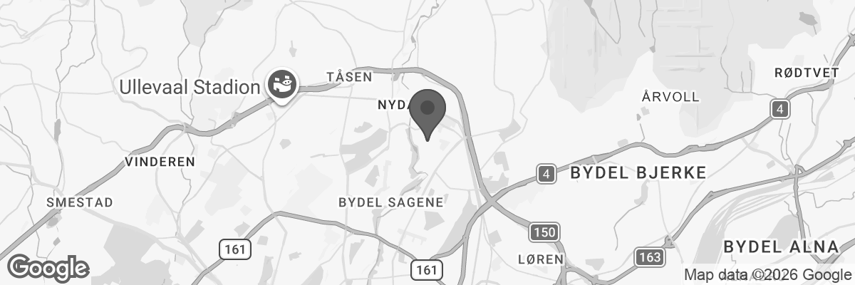Bilde fra Google Maps, sentrert på adressen
